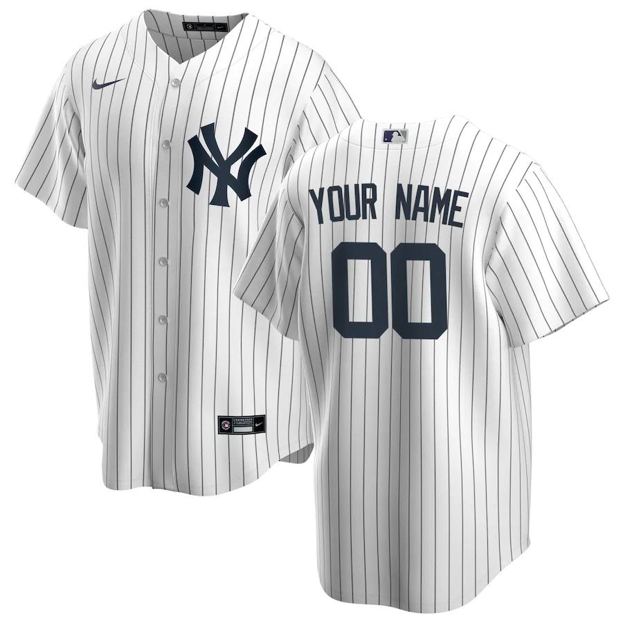 Youth New York Yankees Nike White Home Replica Custom MLB Jerseys